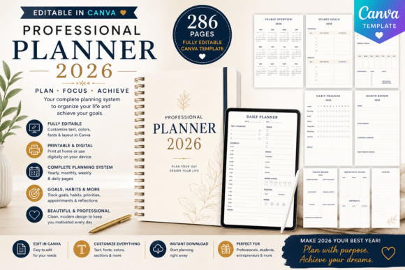 Download Professional Planner Canva Template | 28 - Professional Collection